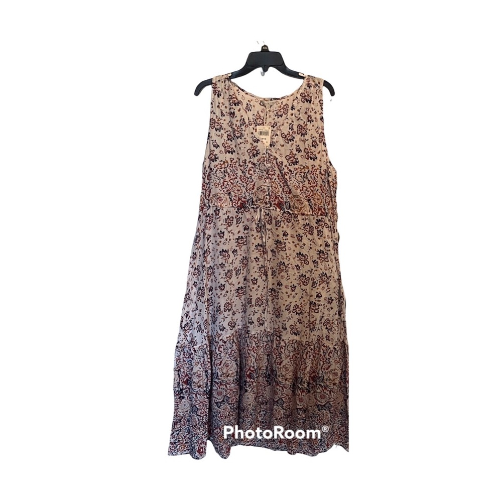Lucky Brand Cream Floral Sleeveless Plus Size Dress  1X/1G